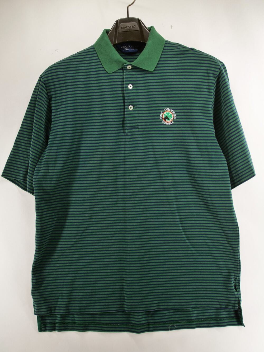 Polo Golf Ralph Lauren Mens M Green Striped Polo Shirt Blue Process Stables Golf